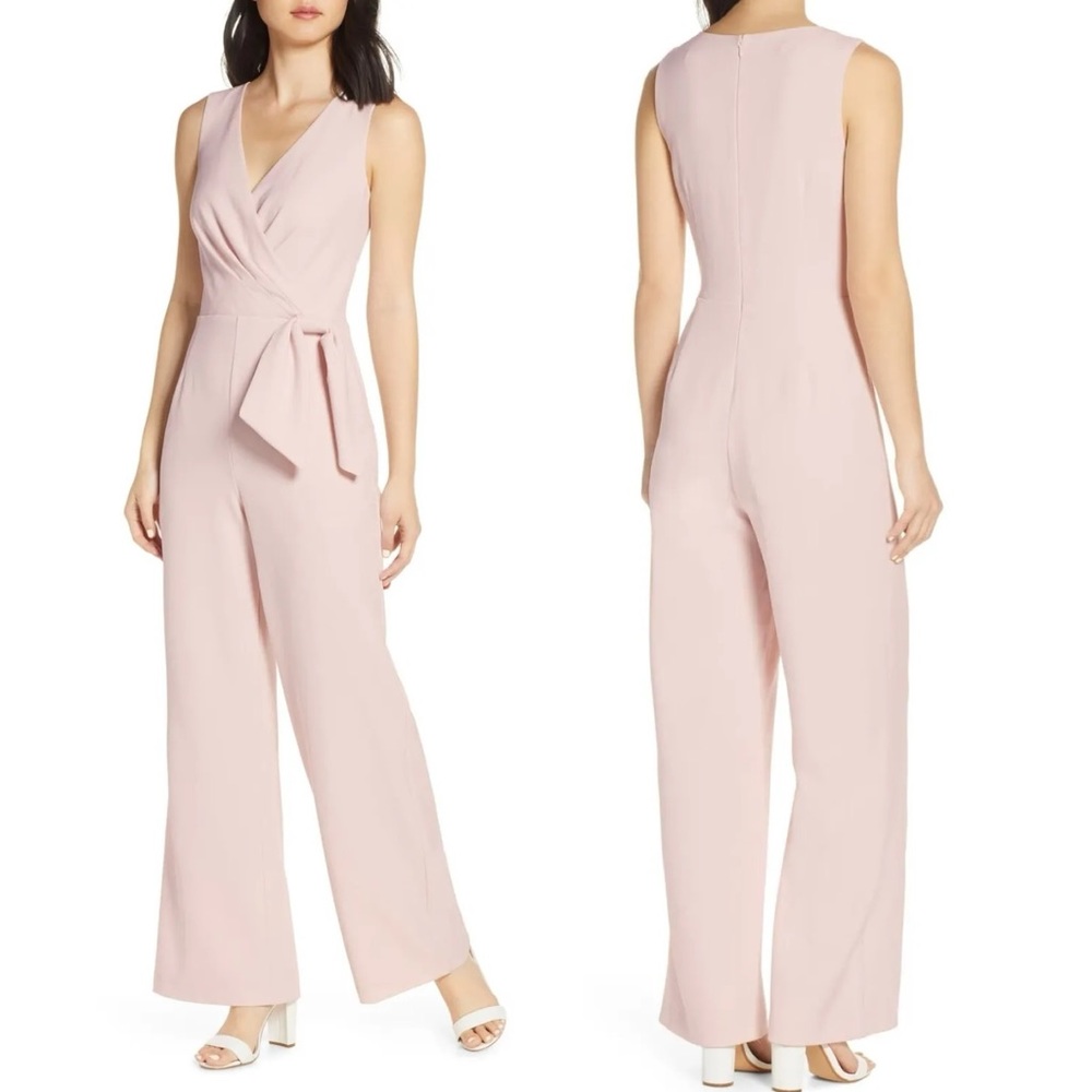 ELIZA J | Faux Wrap Crepe Jumpsuit in BLUSH PINK 🎀